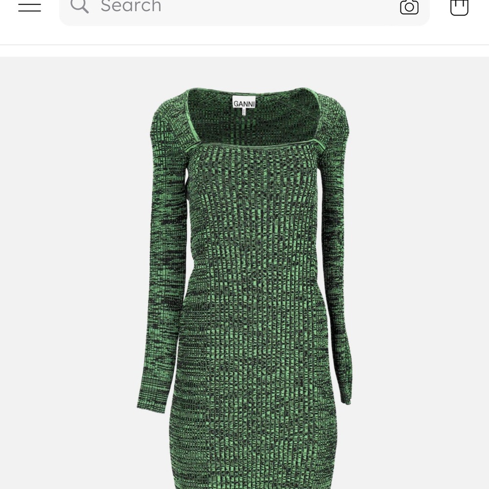ganni green slim fitting dress
